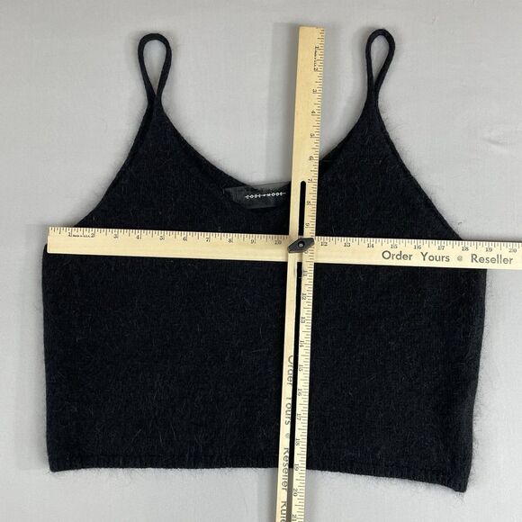 Code x Mode Fuzzy Knit V Neck Crop Top Women's Large Black Angora Sleeveless - Picture 8 of 9